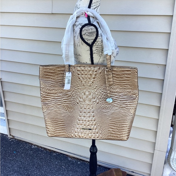 Brahmin Handbags - Brahmin Large Misha Melbourne Shortbread Honey Hue Leather Caryall Tote Bag new